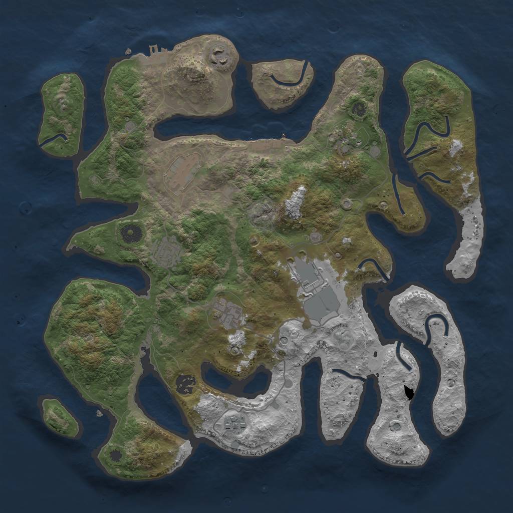 Rust Map: Procedural Map, Size: 3800, Seed: 96575324, 13 Monuments