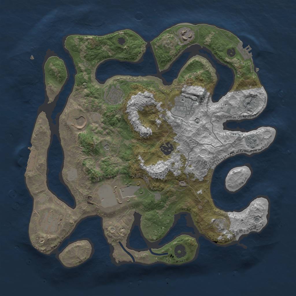 Rust Map: Procedural Map, Size: 3500, Seed: 582299, 16 Monuments