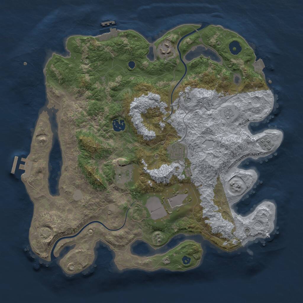 Rust Map: Procedural Map, Size: 3500, Seed: 582299, 12 Monuments