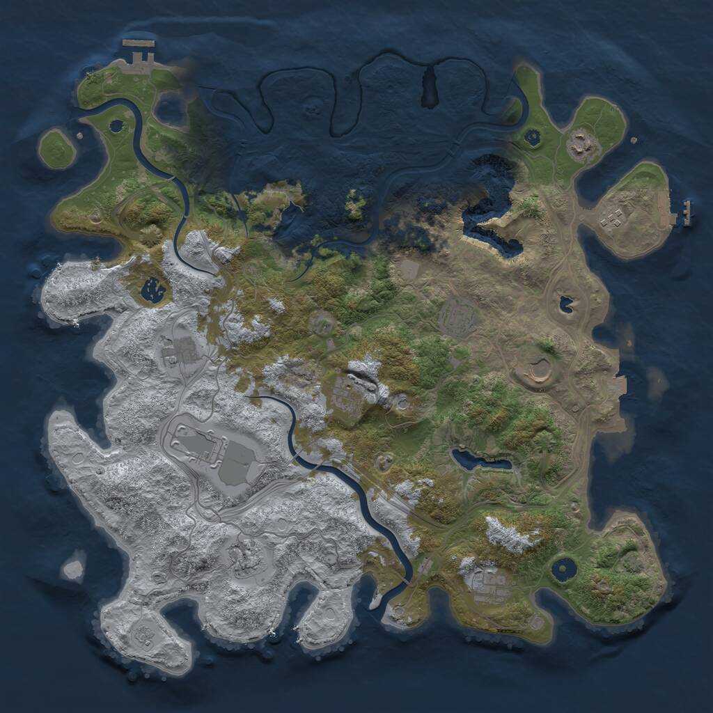 Rust Map: Procedural Map, Size: 4500, Seed: 5817, 16 Monuments