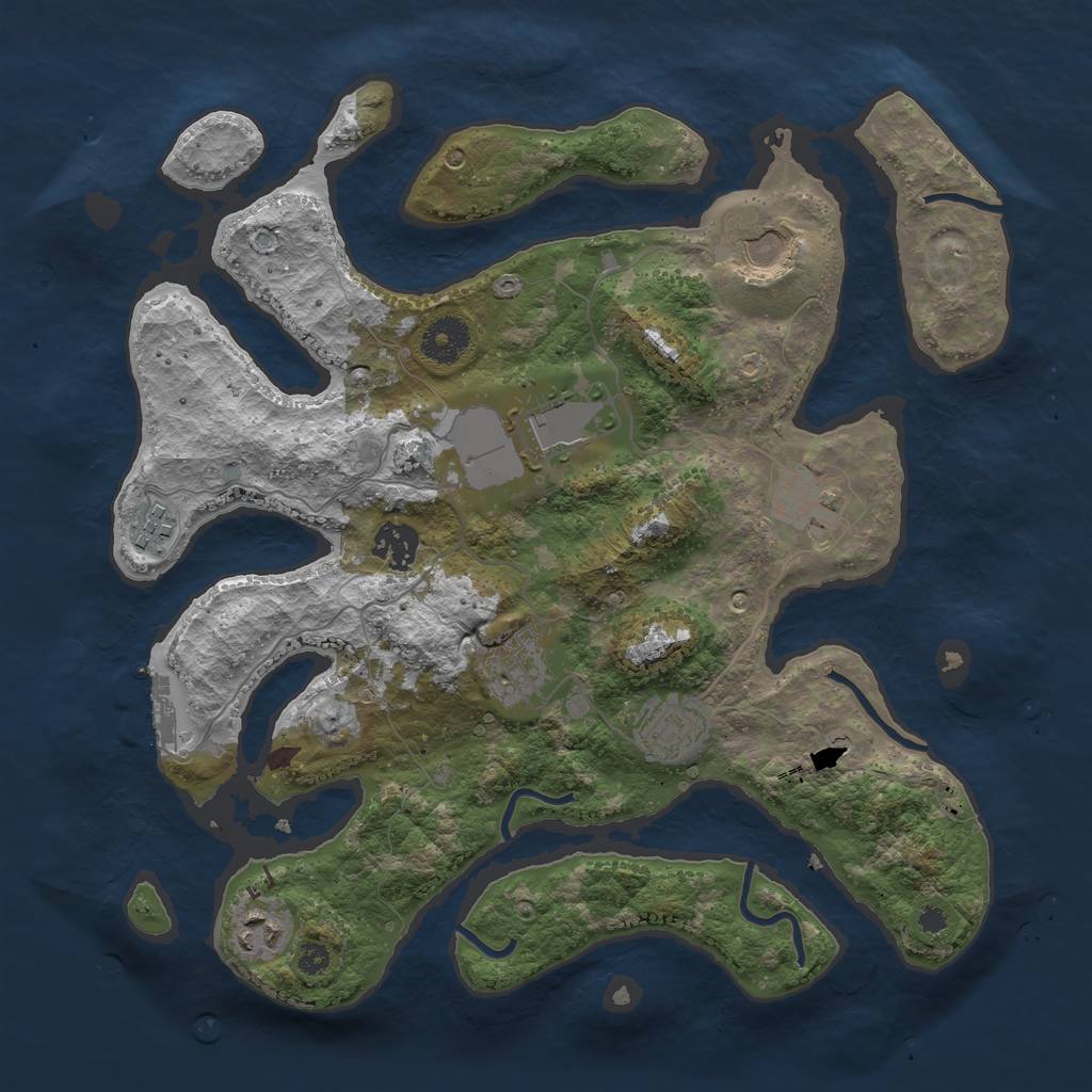 Rust Map: Procedural Map, Size: 3500, Seed: 624721, 12 Monuments