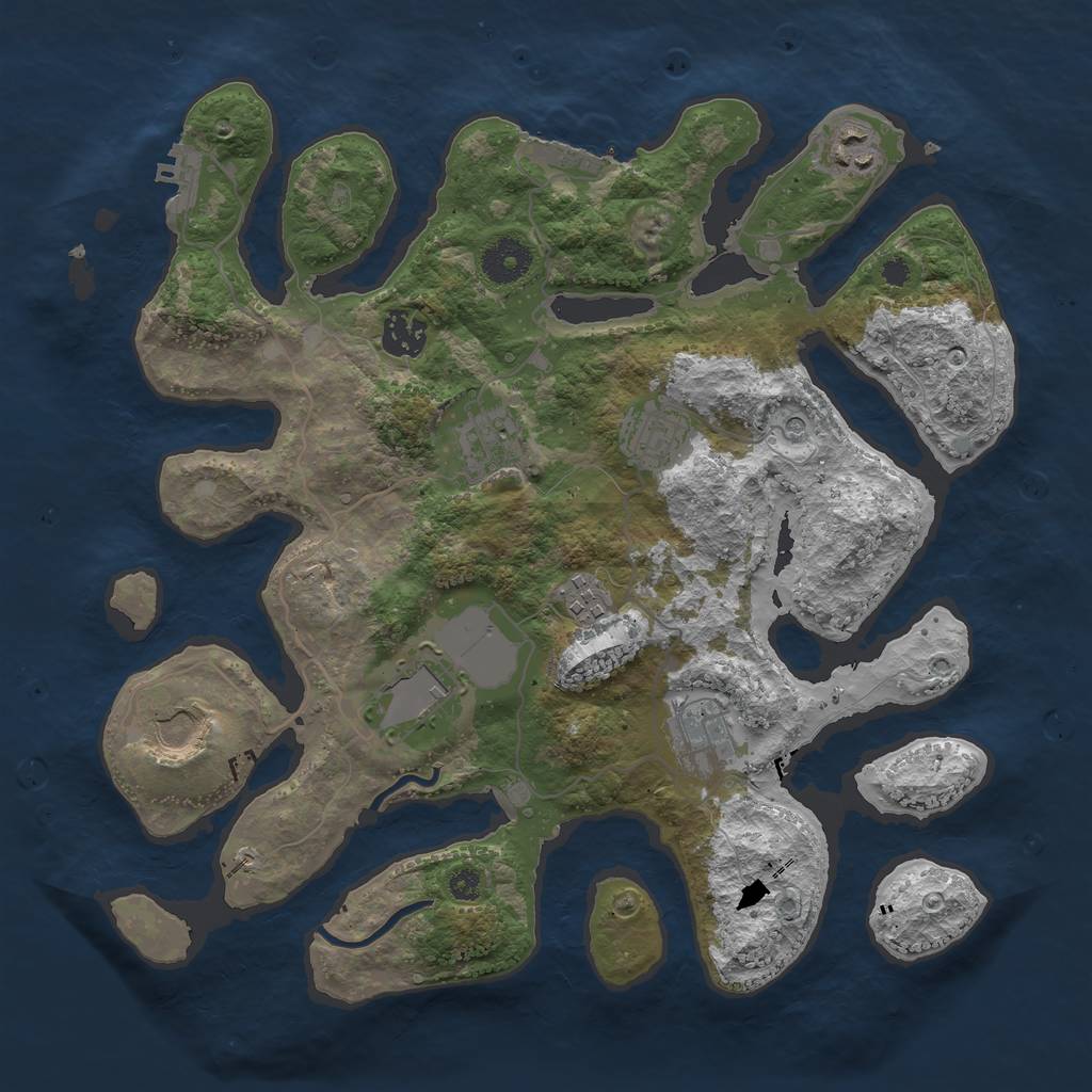 Rust Map: Procedural Map, Size: 3500, Seed: 804996, 13 Monuments