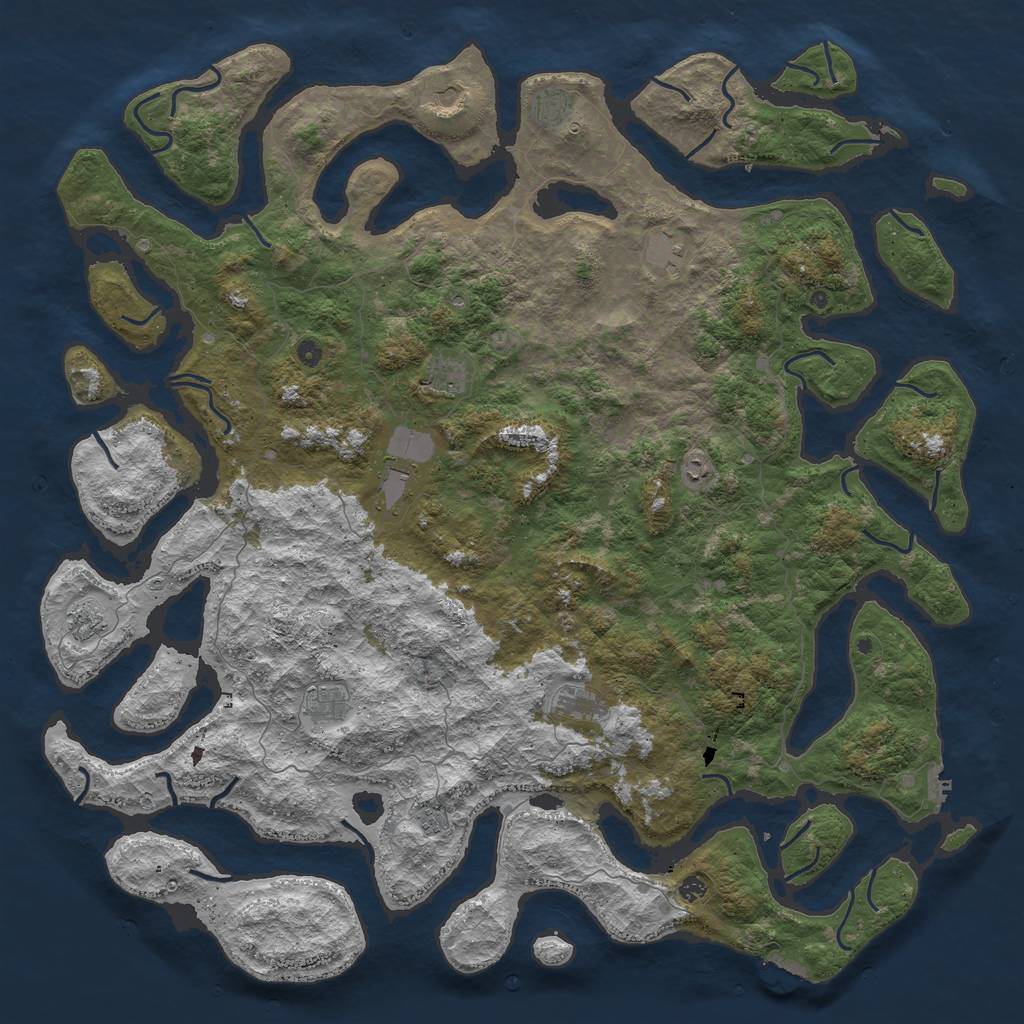 Rust Map: Procedural Map, Size: 6000, Seed: 2344535, 16 Monuments