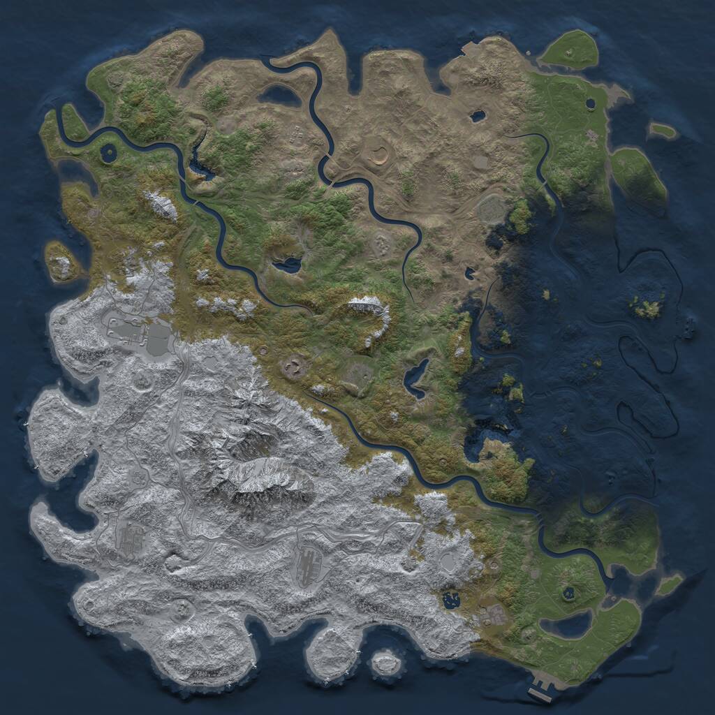 Rust Map: Procedural Map, Size: 6000, Seed: 2344535, 17 Monuments