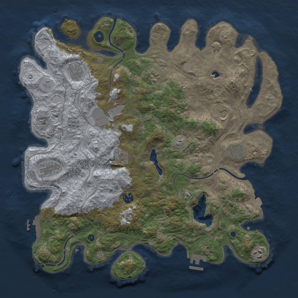 Rust Map: Procedural Map, Size: 4300, Seed: 545151, 16 Monuments