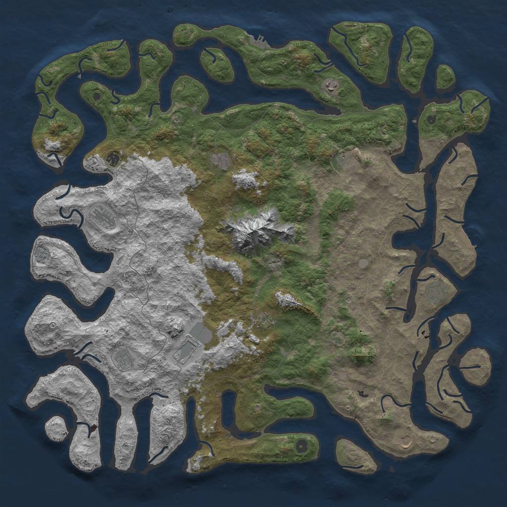 Rust Map: Procedural Map, Size: 6000, Seed: 579428708, 19 Monuments