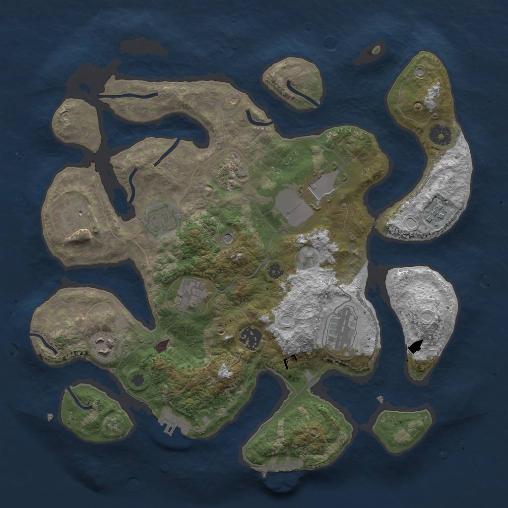 Rust Map: Procedural Map, Size: 3500, Seed: 714840, 17 Monuments