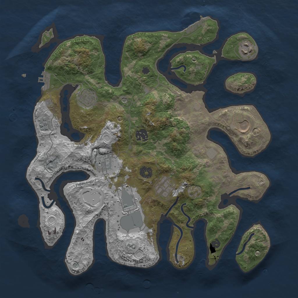 Rust Map: Procedural Map, Size: 3500, Seed: 374054, 16 Monuments