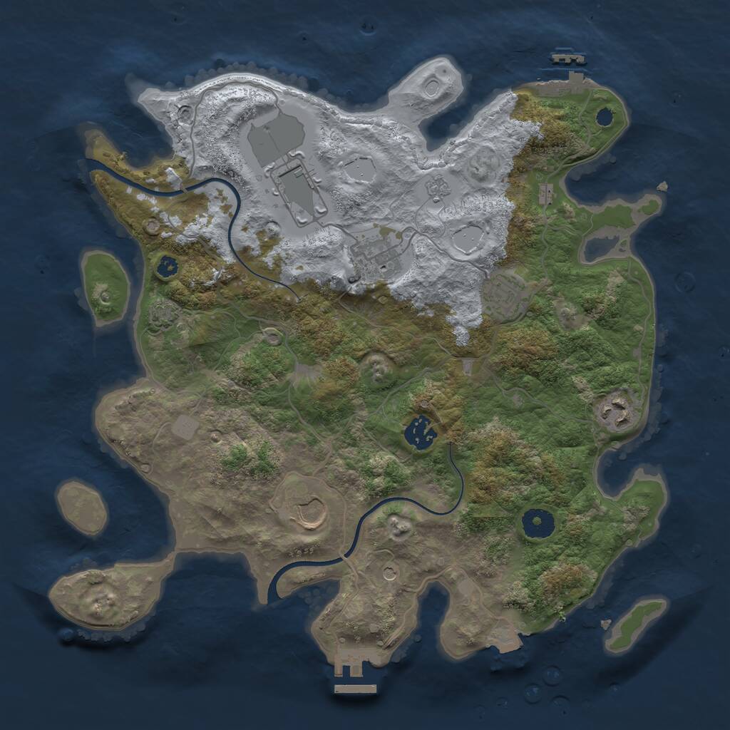 Rust Map: Procedural Map, Size: 3500, Seed: 674434, 12 Monuments