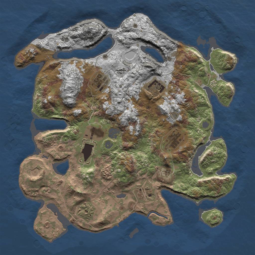 Rust Map: Procedural Map, Size: 3500, Seed: 674434, 14 Monuments