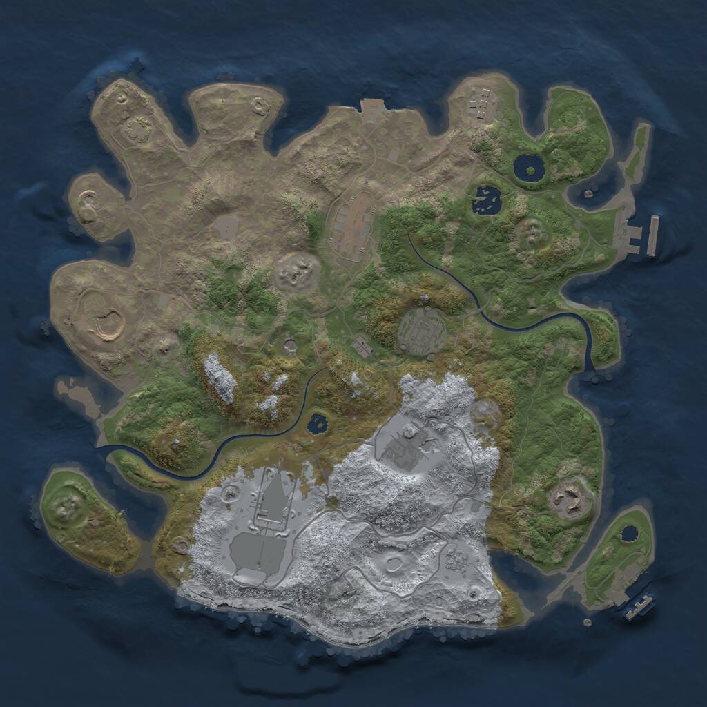 Rust Map: Procedural Map, Size: 3500, Seed: 572069, 14 Monuments