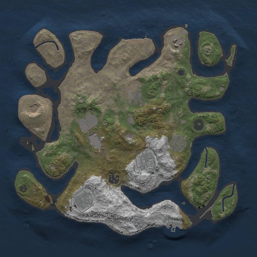 Rust Map: Procedural Map, Size: 3500, Seed: 572069, 14 Monuments