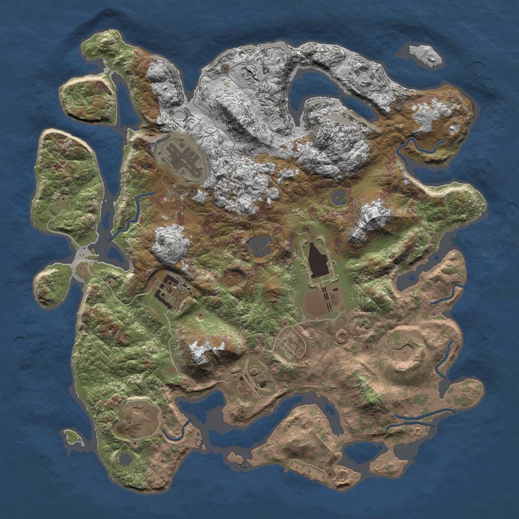 Rust Map: Procedural Map, Size: 3500, Seed: 966581007, 13 Monuments