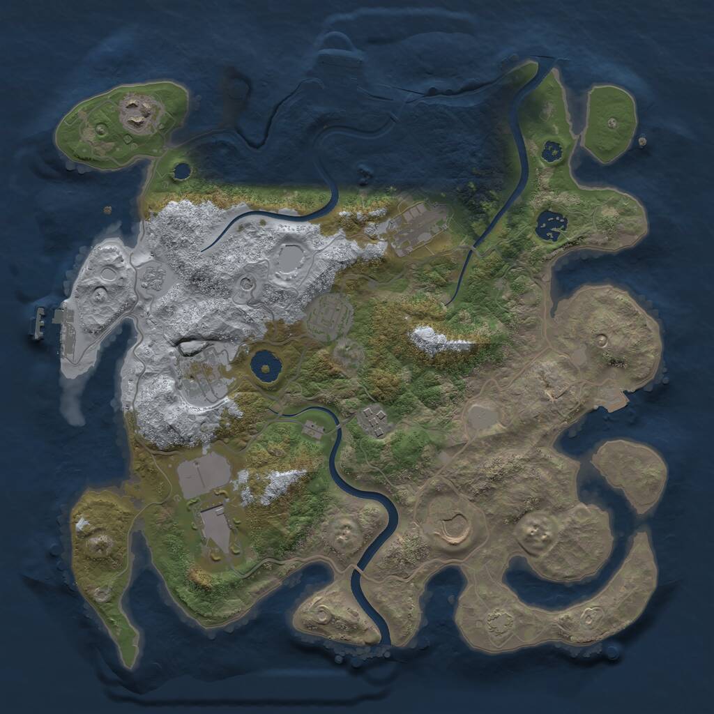 Rust Map: Procedural Map, Size: 3500, Seed: 531965, 14 Monuments