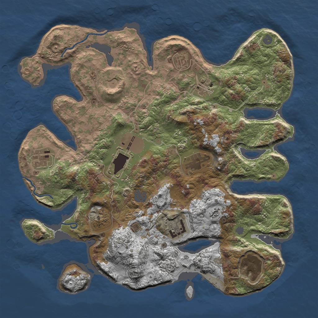 Rust Map: Procedural Map, Size: 3600, Seed: 243685273, 15 Monuments