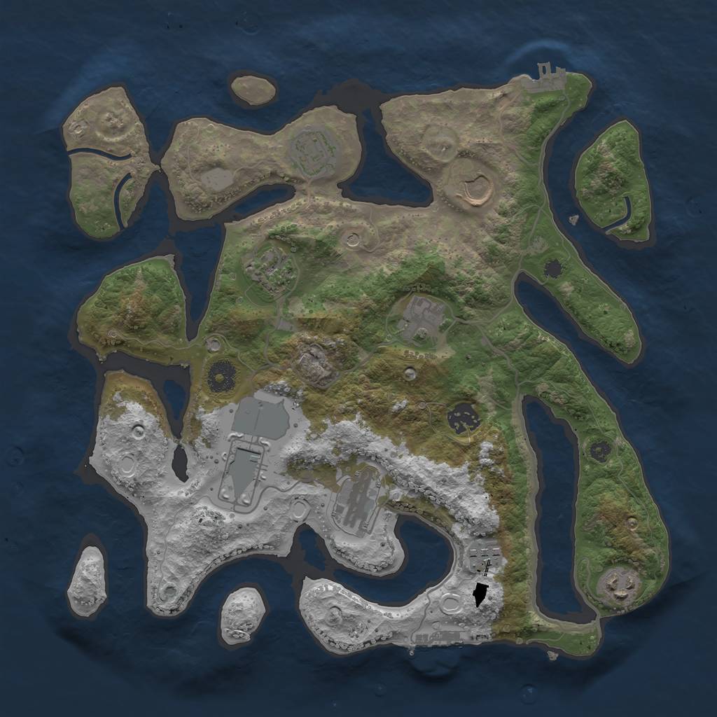 Rust Map: Procedural Map, Size: 3500, Seed: 522368, 17 Monuments