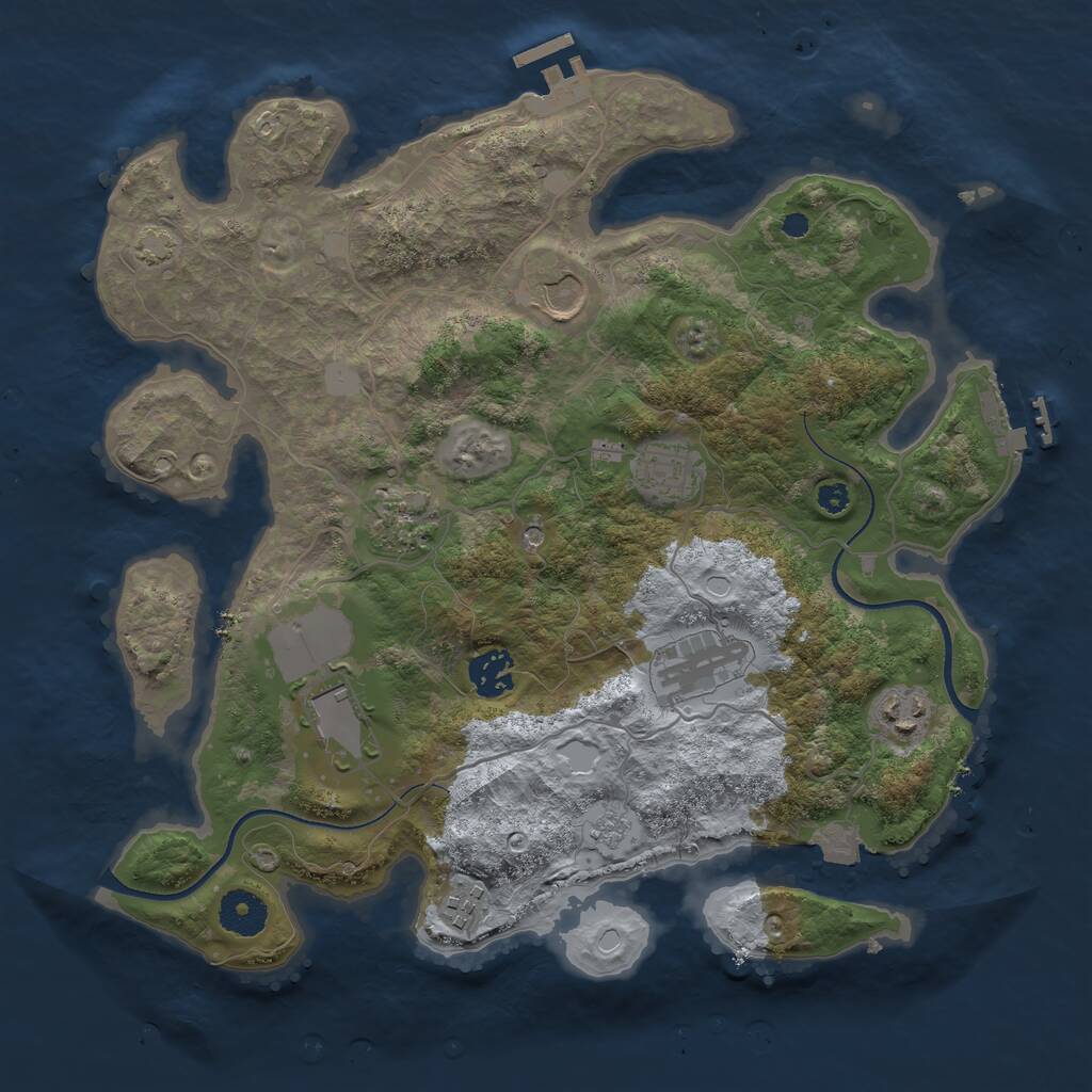 Rust Map: Procedural Map, Size: 3500, Seed: 97246, 14 Monuments