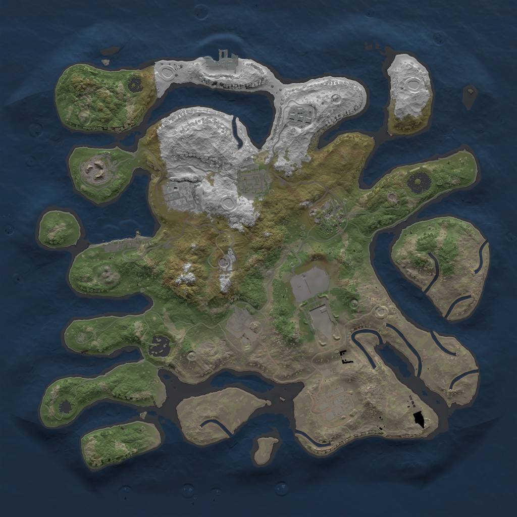 Rust Map: Procedural Map, Size: 3500, Seed: 359865864, 17 Monuments