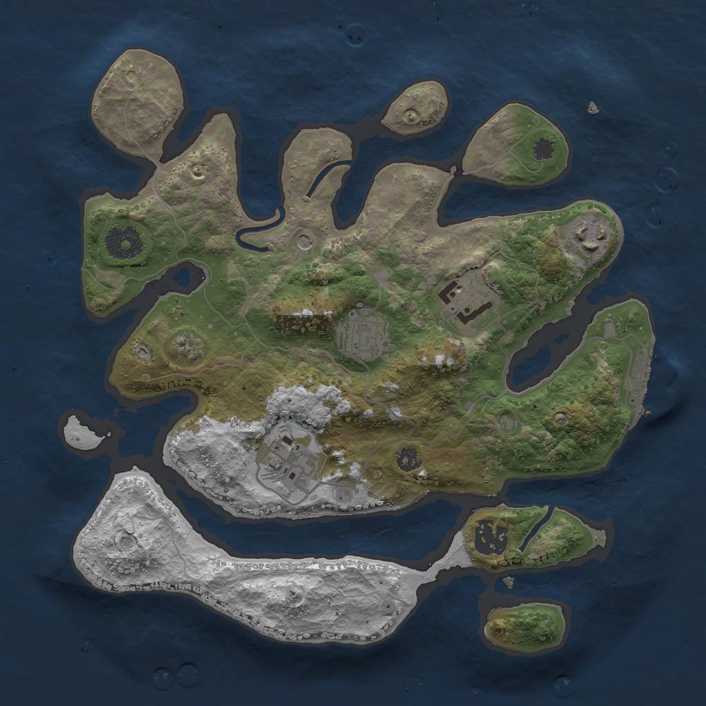 Rust Map: Procedural Map, Size: 3000, Seed: 1984073674, 9 Monuments