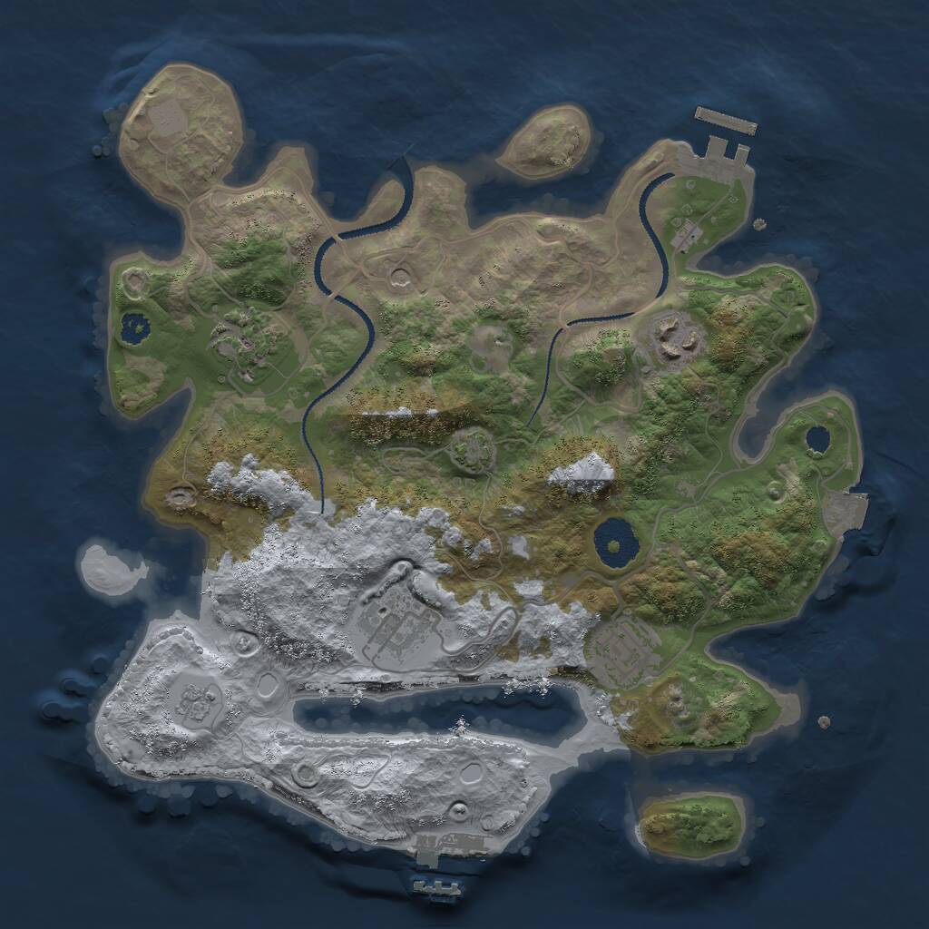 Rust Map: Procedural Map, Size: 3000, Seed: 1984073674, 10 Monuments