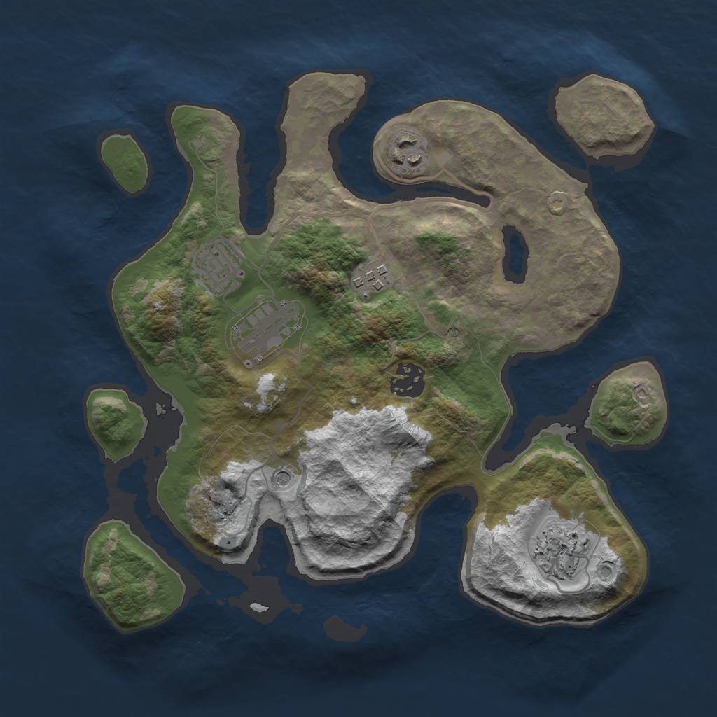 Rust Map: Barren, Size: 3000, Seed: 80536, 9 Monuments