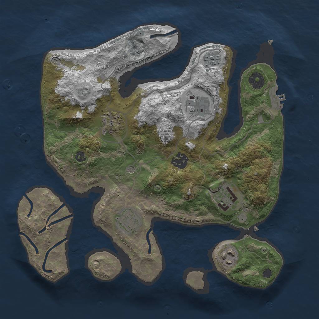 Rust Map: Procedural Map, Size: 3000, Seed: 25569, 11 Monuments