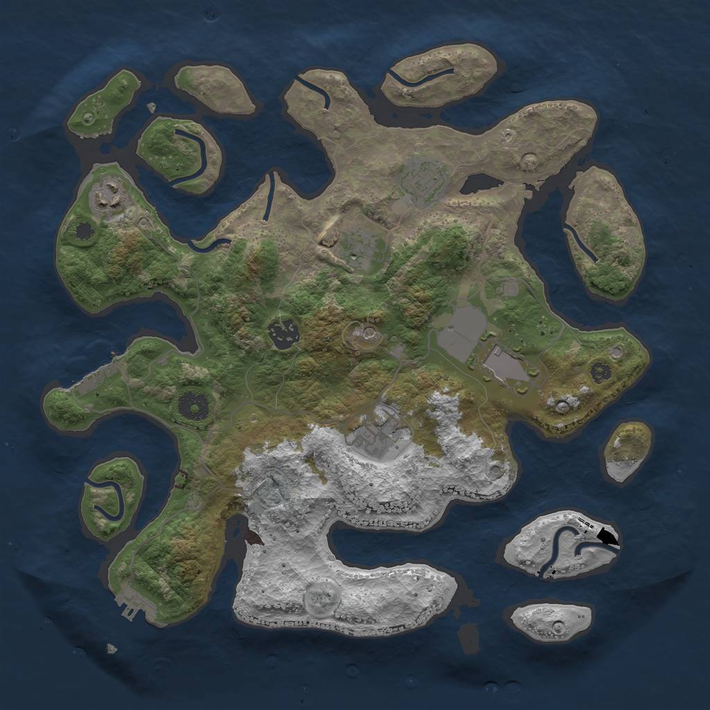 Rust Map: Procedural Map, Size: 3500, Seed: 773465, 11 Monuments