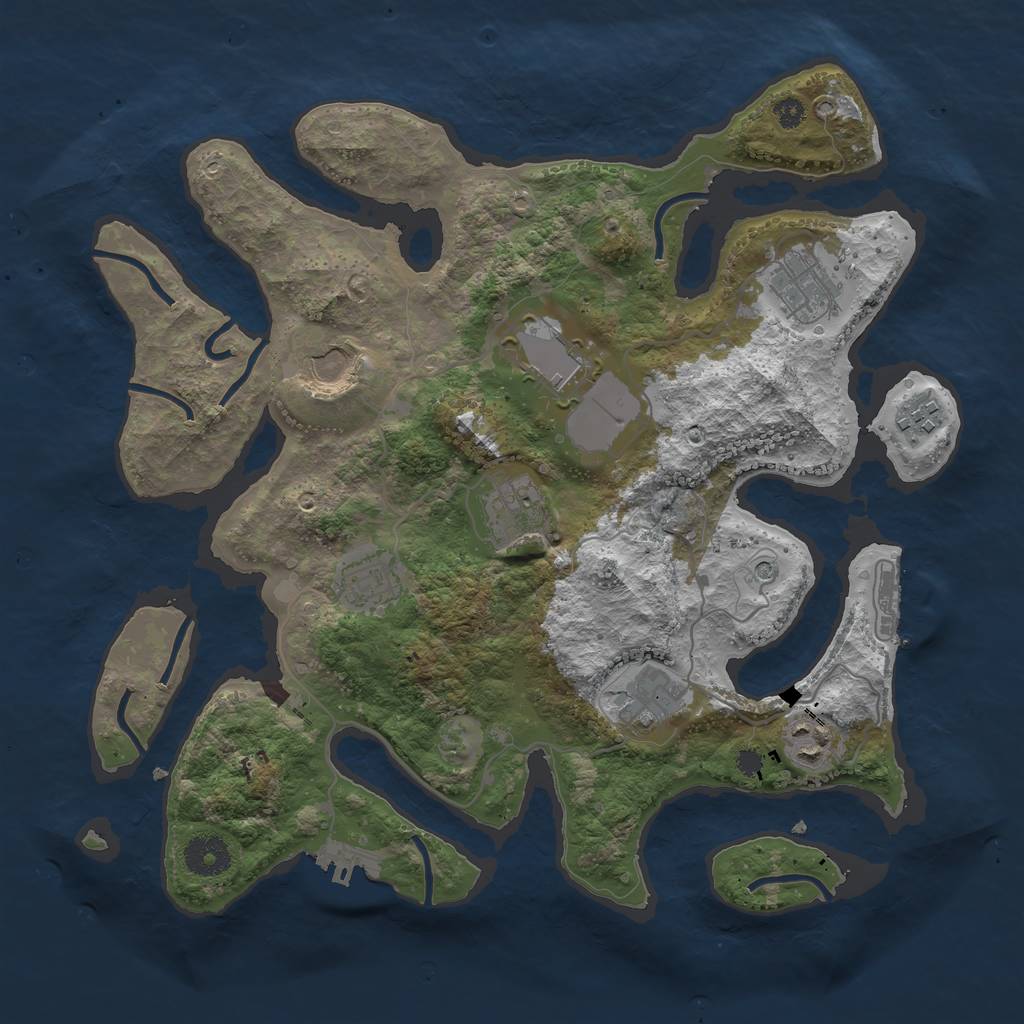 Rust Map: Procedural Map, Size: 3500, Seed: 992048, 13 Monuments