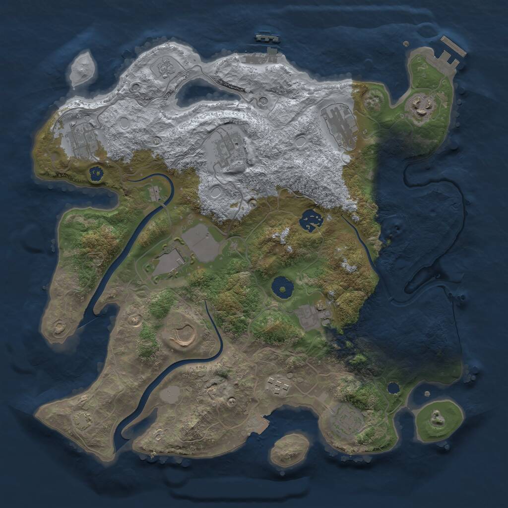 Rust Map: Procedural Map, Size: 3500, Seed: 268963, 16 Monuments