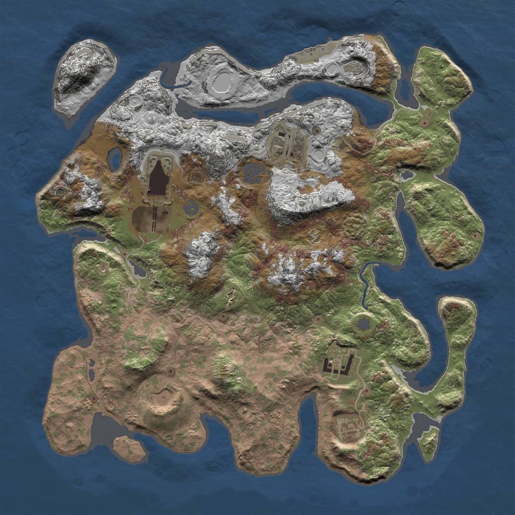 Rust Map: Procedural Map, Size: 3500, Seed: 268963, 11 Monuments