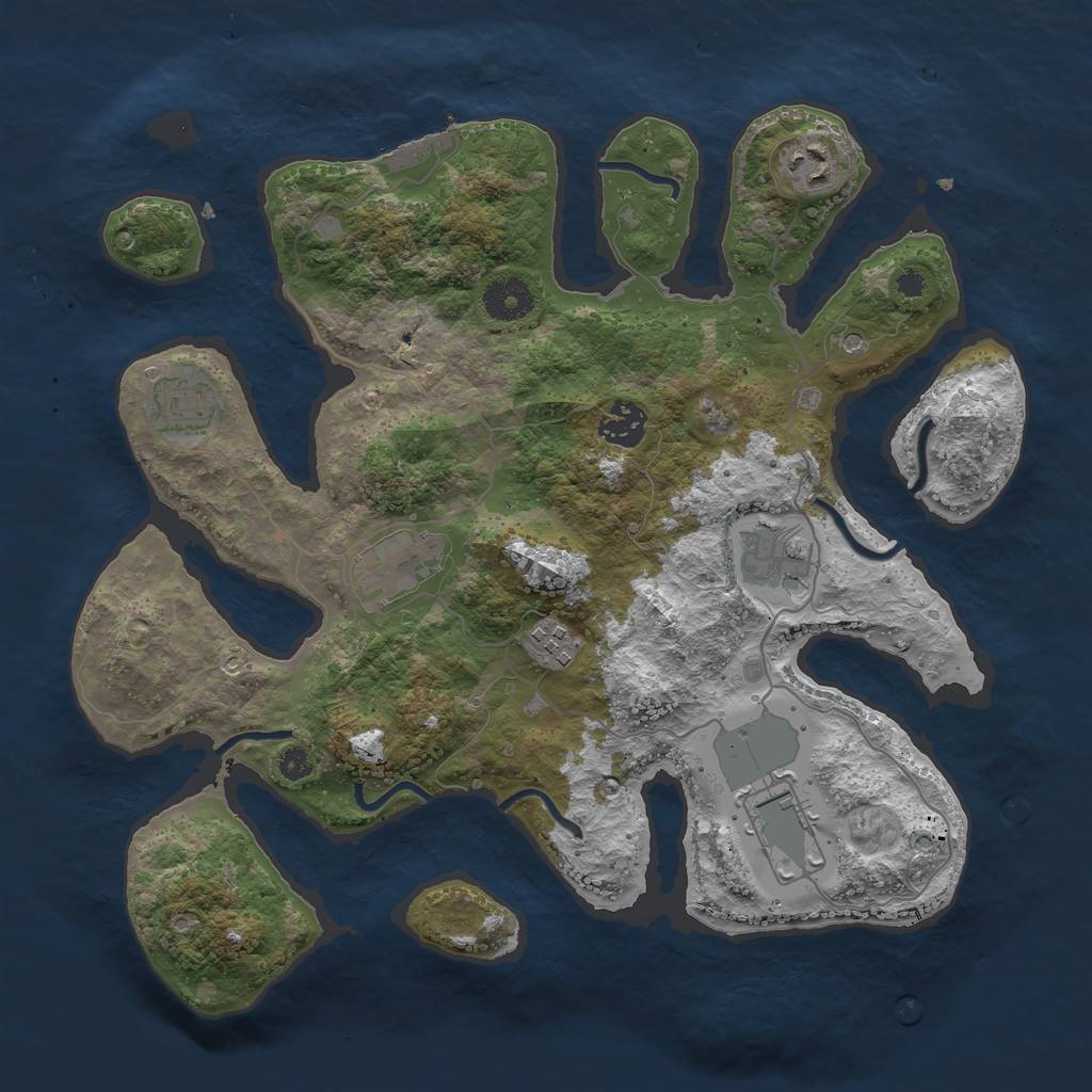 Rust Map: Procedural Map, Size: 3500, Seed: 106216, 11 Monuments