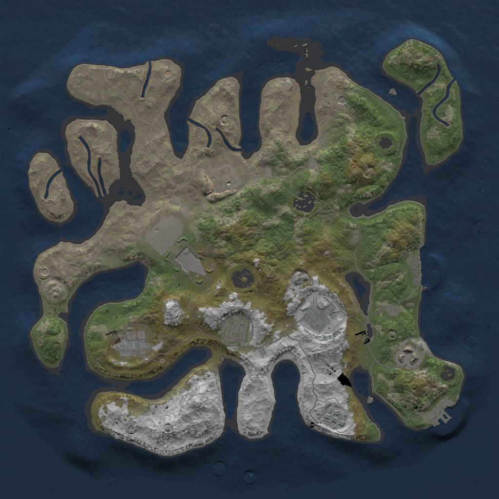 Rust Map: Procedural Map, Size: 3500, Seed: 932074, 13 Monuments