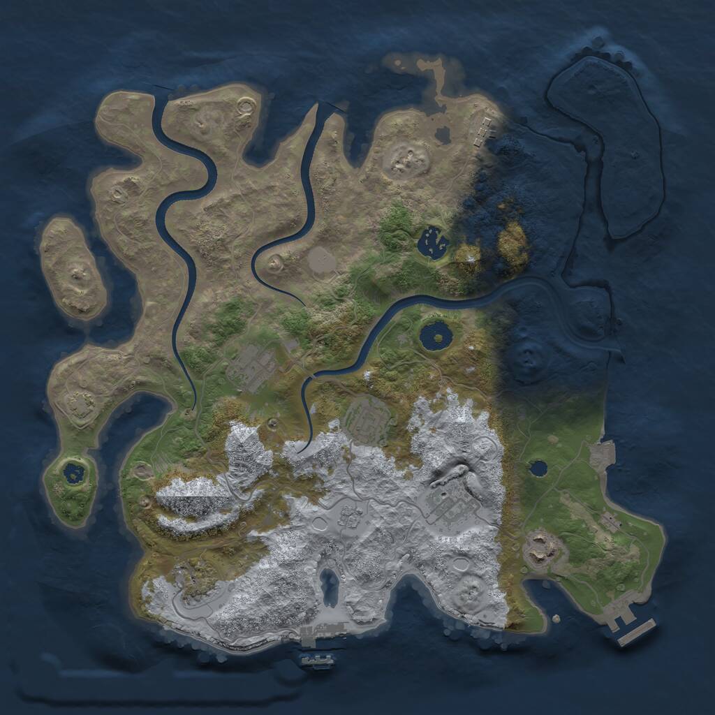 Rust Map: Procedural Map, Size: 3500, Seed: 932074, 12 Monuments
