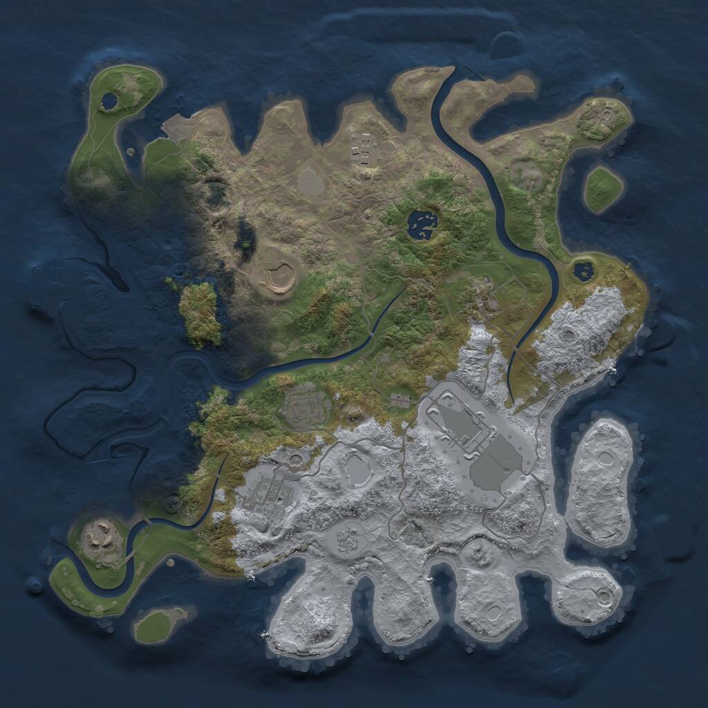 Rust Map: Procedural Map, Size: 3500, Seed: 208174, 13 Monuments