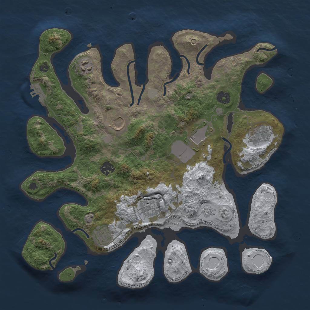 Rust Map: Procedural Map, Size: 3500, Seed: 208174, 14 Monuments