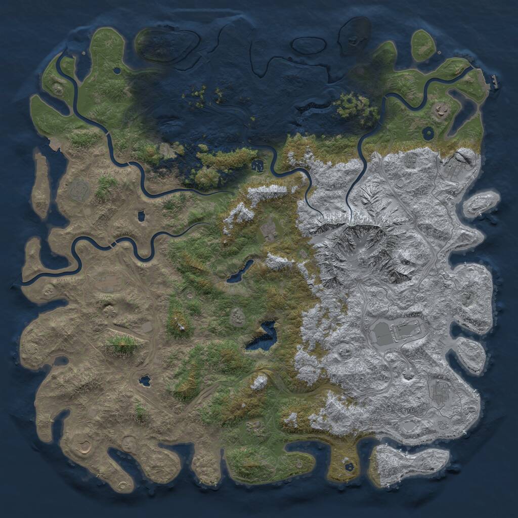 Rust Map: Procedural Map, Size: 6000, Seed: 6534543, 17 Monuments