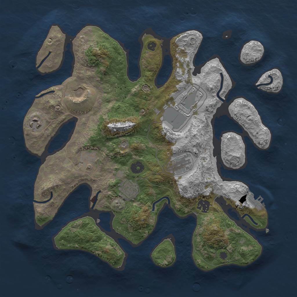 Rust Map: Procedural Map, Size: 3500, Seed: 611997, 11 Monuments