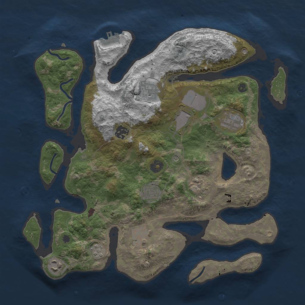 Rust Map: Procedural Map, Size: 3500, Seed: 502338, 13 Monuments