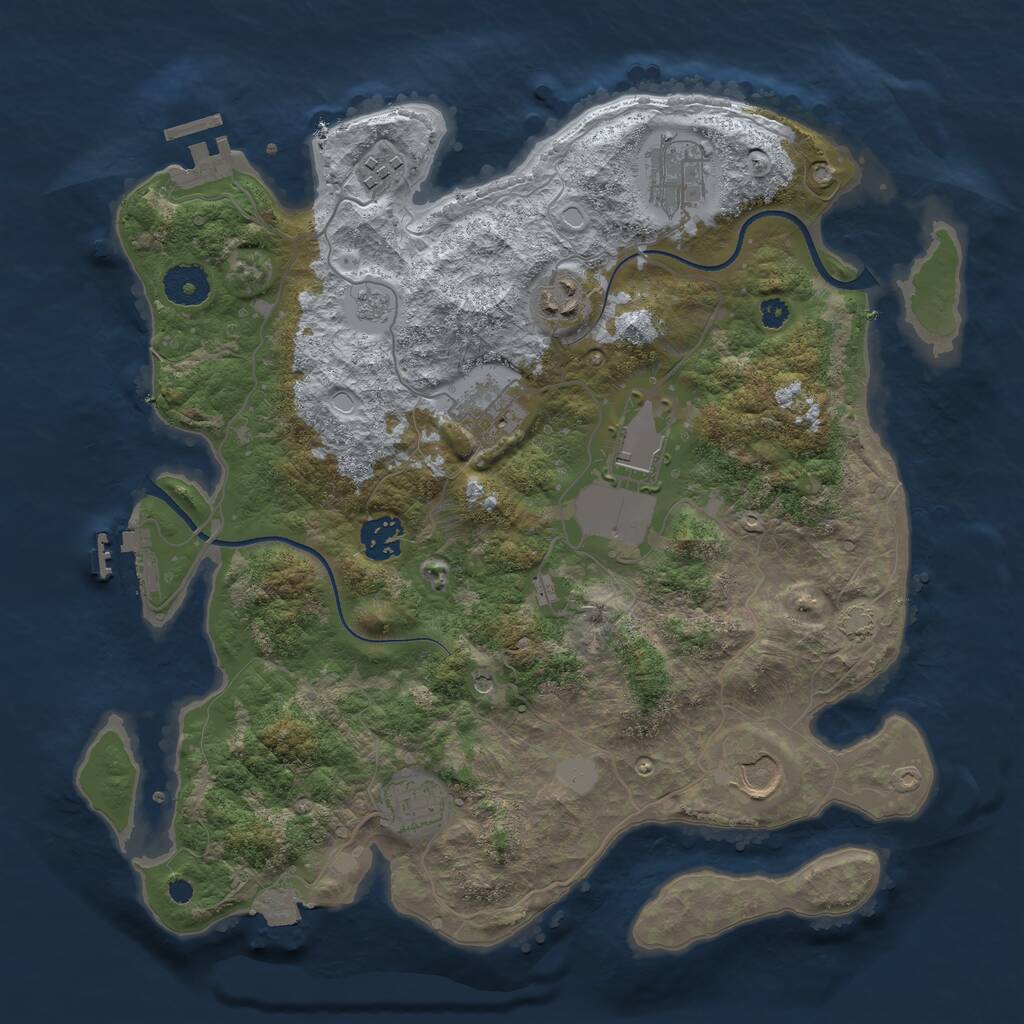 Rust Map: Procedural Map, Size: 3500, Seed: 502338, 14 Monuments