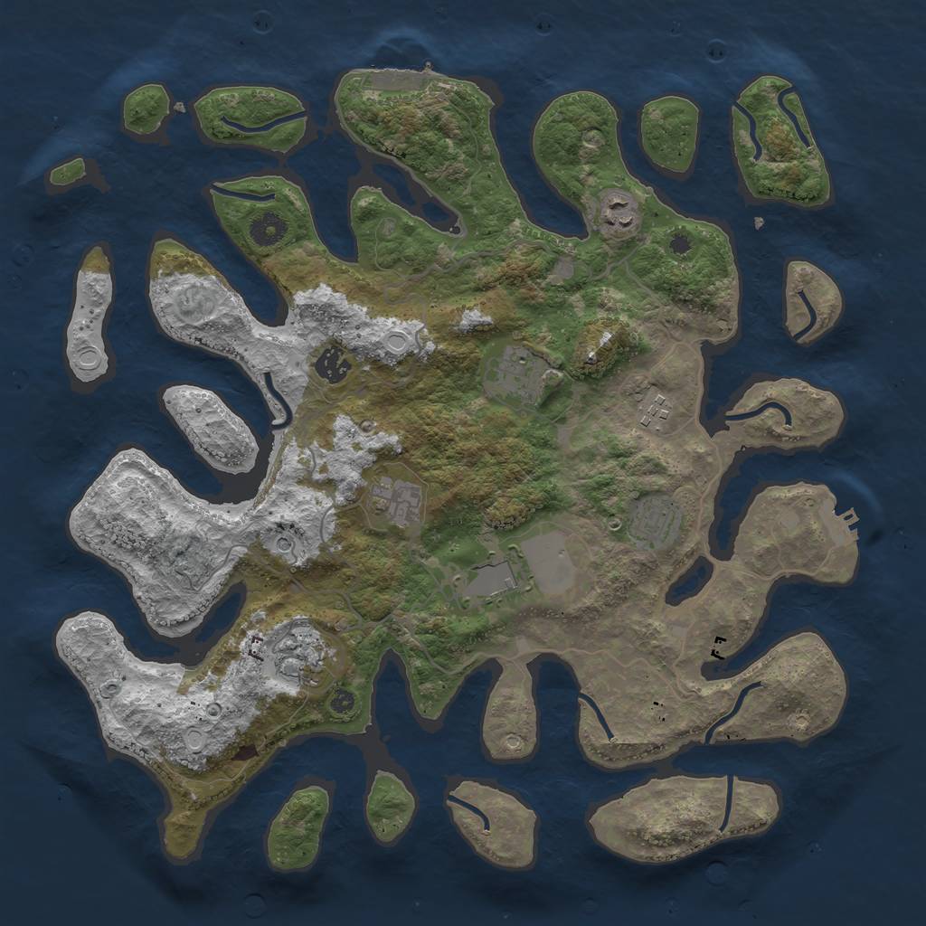 Rust Map: Procedural Map, Size: 4000, Seed: 2109638224, 16 Monuments