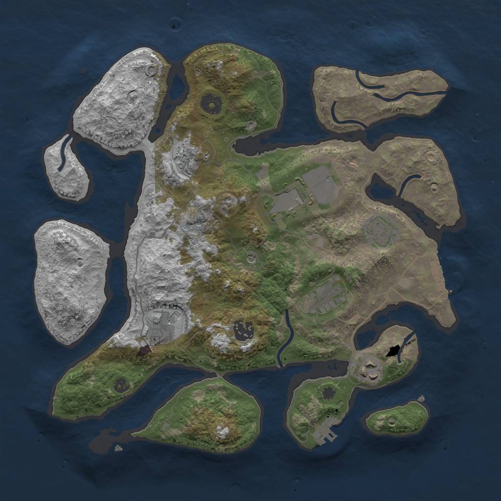 Rust Map: Procedural Map, Size: 3500, Seed: 823097, 12 Monuments