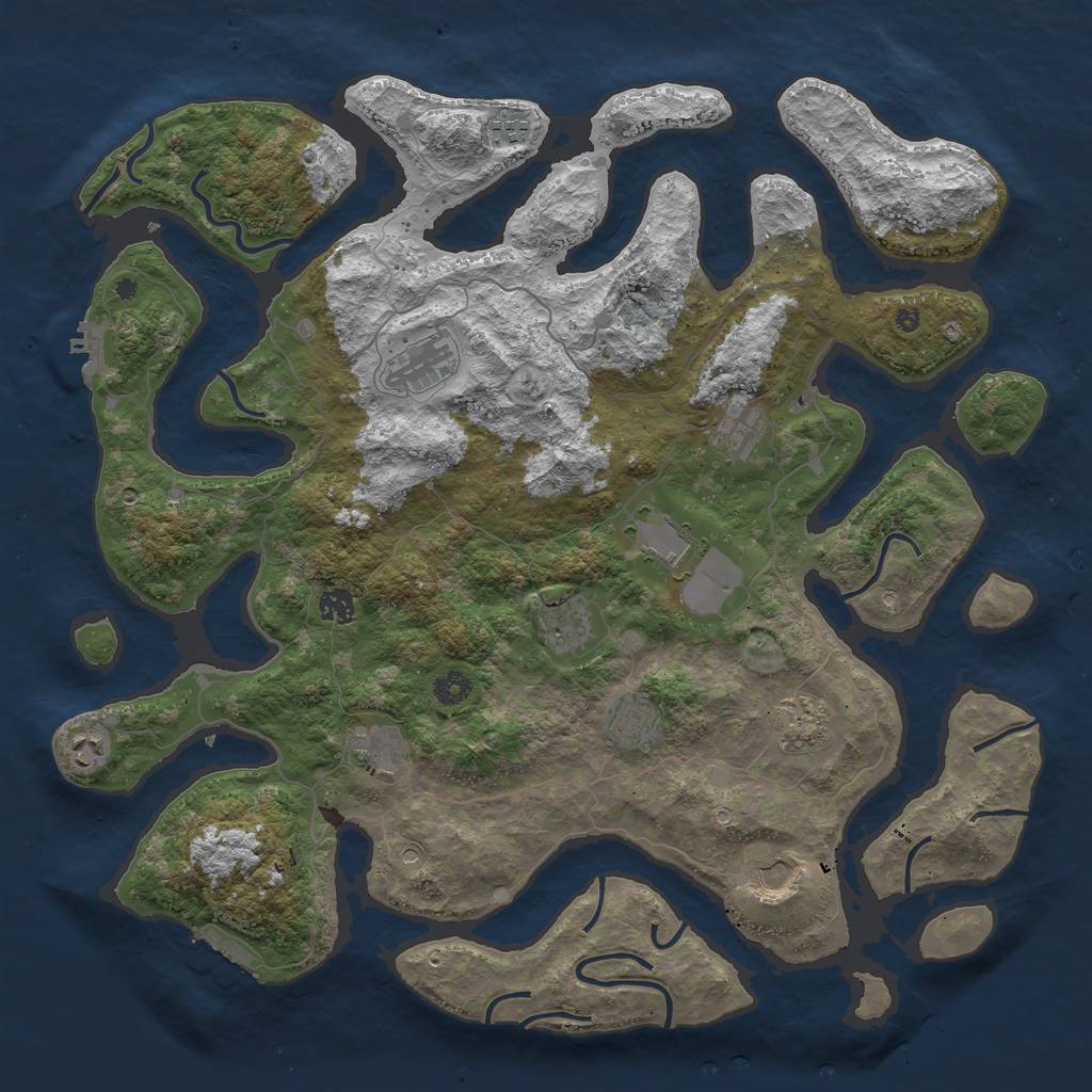 Rust Map: Procedural Map, Size: 4500, Seed: 854945, 16 Monuments
