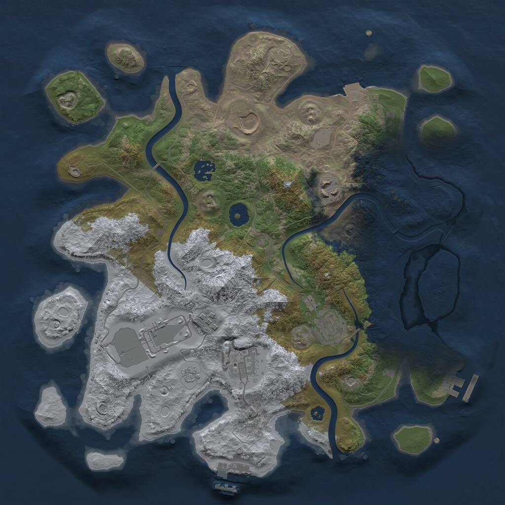 Rust Map: Procedural Map, Size: 3500, Seed: 306776, 13 Monuments