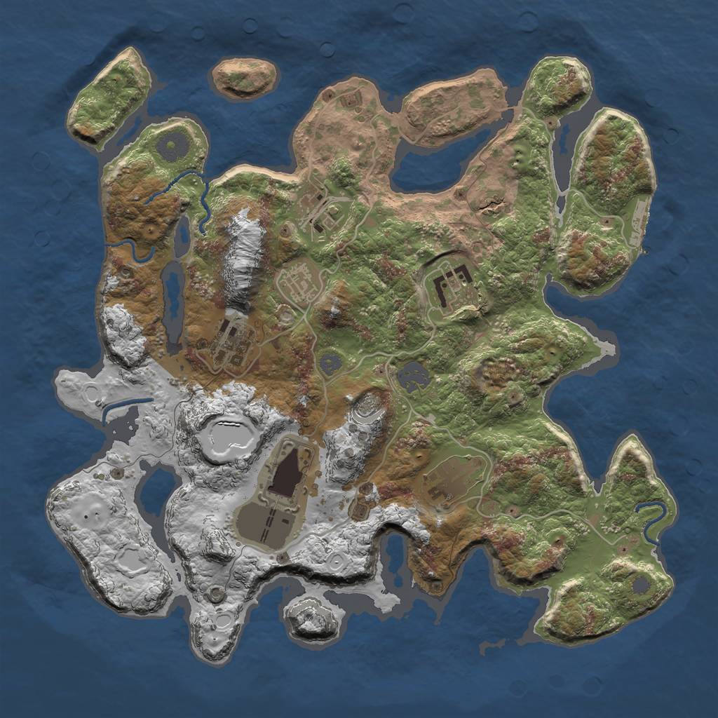 Rust Map: Procedural Map, Size: 3500, Seed: 306776, 12 Monuments