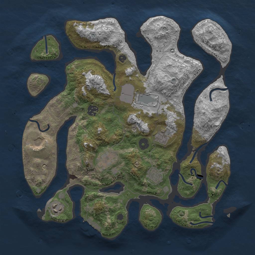 Rust Map: Procedural Map, Size: 3500, Seed: 30643, 11 Monuments