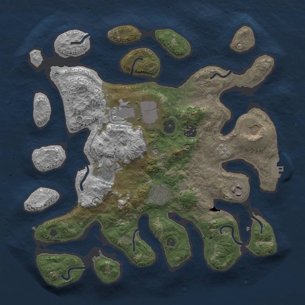 Rust Map: Procedural Map, Size: 3500, Seed: 805727164, 11 Monuments