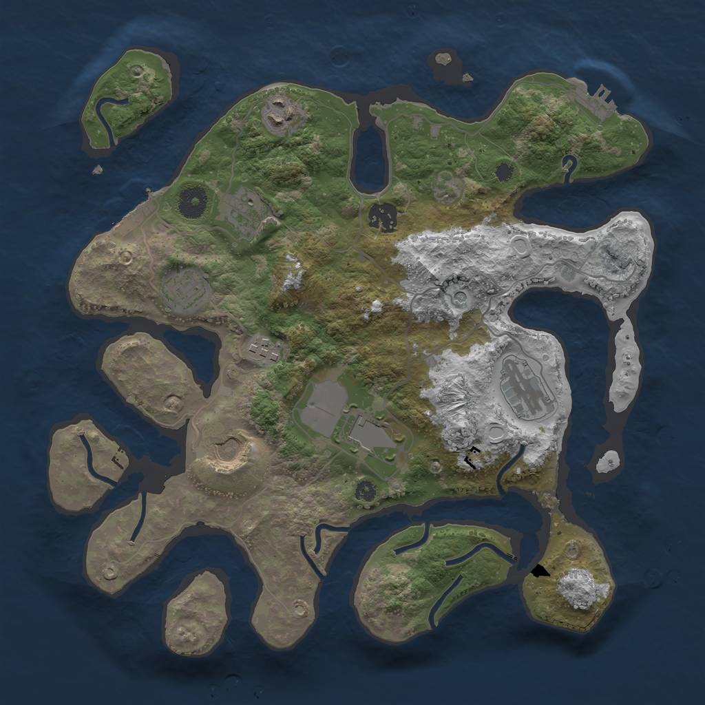 Rust Map: Procedural Map, Size: 3500, Seed: 592923, 16 Monuments