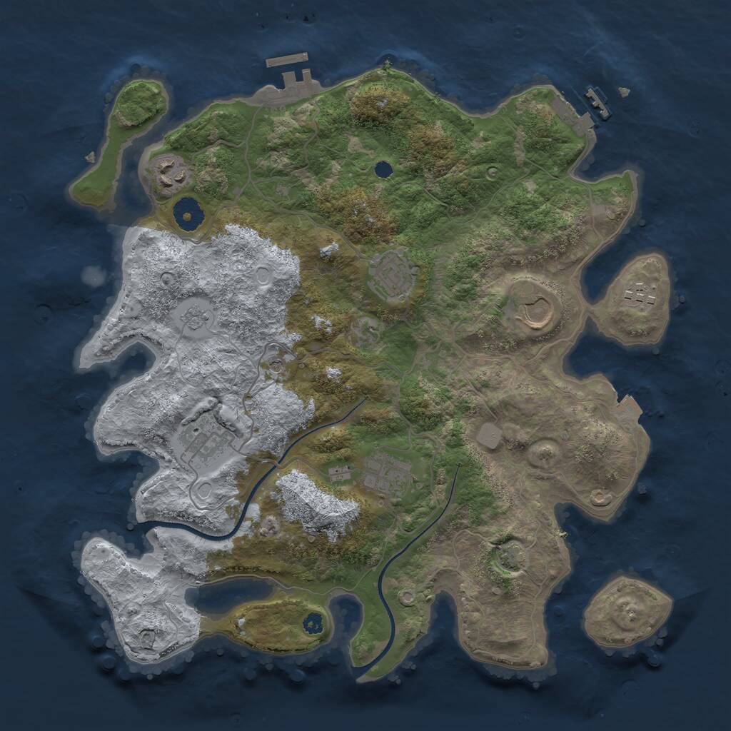 Rust Map: Procedural Map, Size: 3500, Seed: 983198479, 12 Monuments