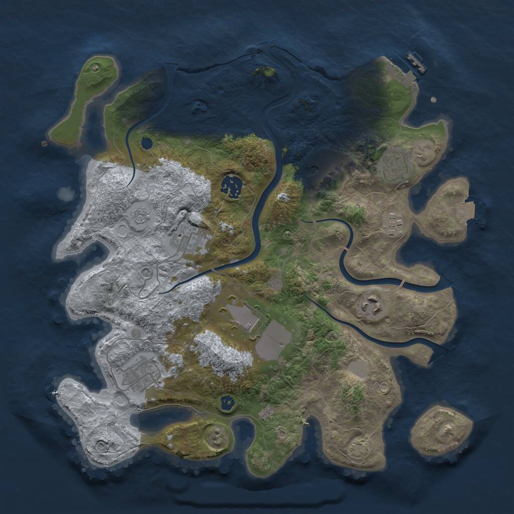 Rust Map: Procedural Map, Size: 3500, Seed: 983198479, 13 Monuments