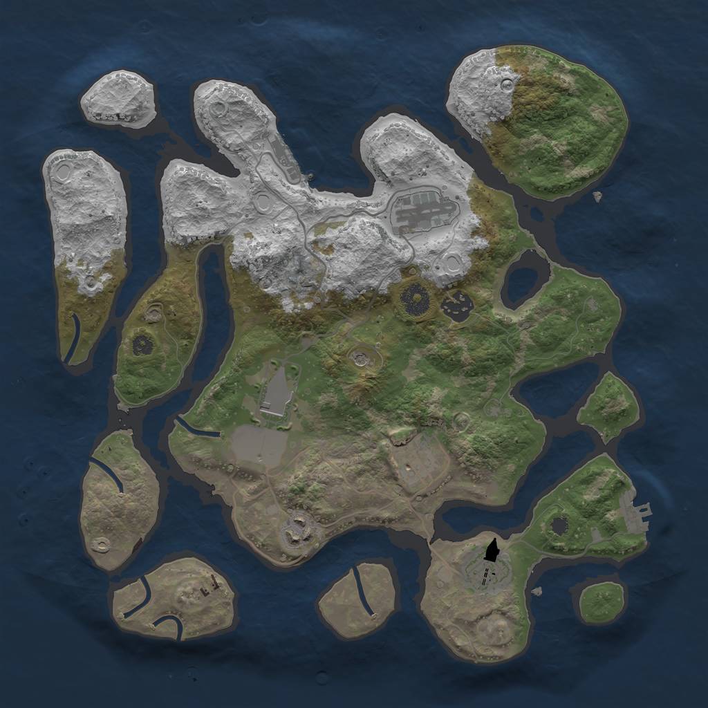 Rust Map: Procedural Map, Size: 3500, Seed: 552572, 14 Monuments